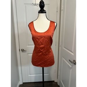 Vintage Escada Silk Blend Tank Top Red Orange Scoop Neck Sleeveless‎ Size 42 M/L